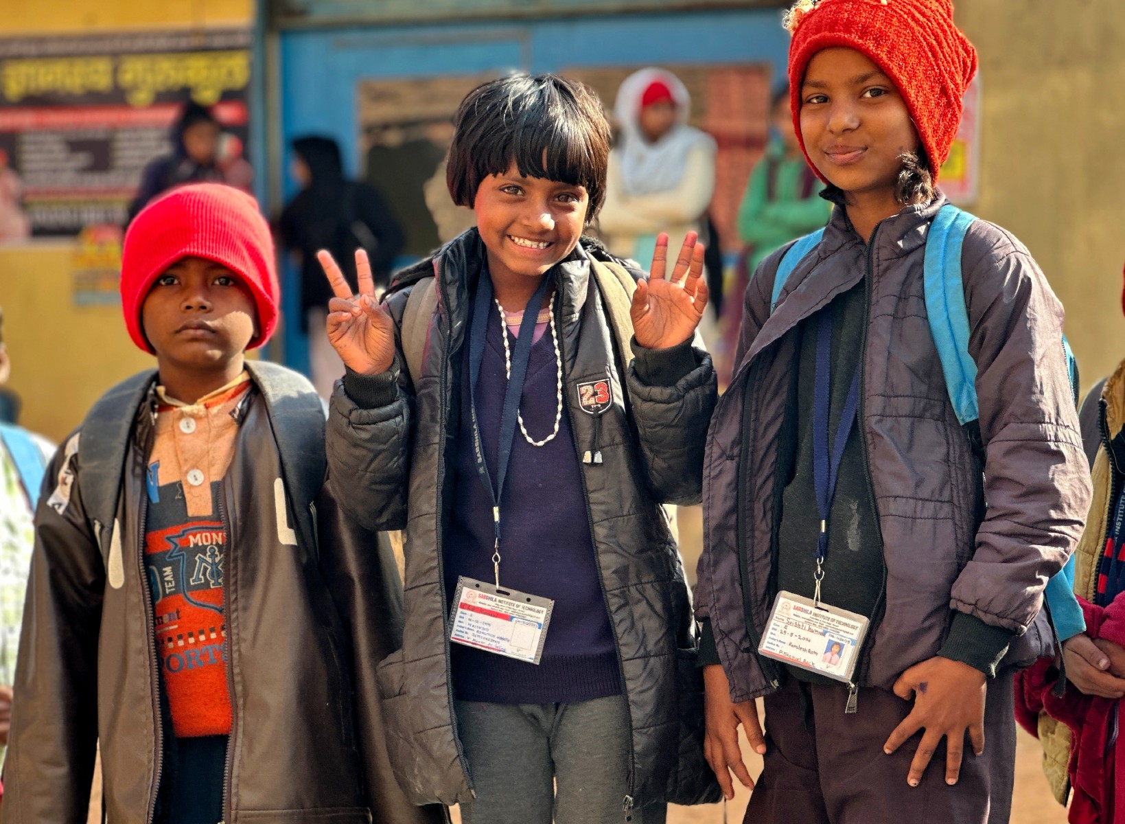 Teacher helping child